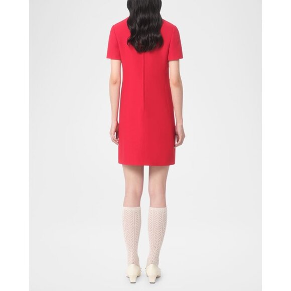 Valentino Garavani V-Logo Pockets Bow red Crepe Mini Dress size IT 36/ US 0 - Picture 3 of 14